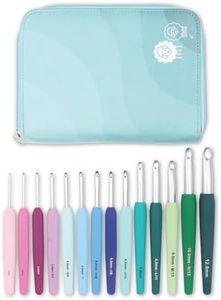 KnitPro Waves Crochet Hooks Set – 14 Hook Grande Gift Set, Sizes 2 – 12mm, Ergonomic Soft Handles, Soft Rubber Grip for Arthritic Hands, Light & Comfortable Crochet Needles for Knitting