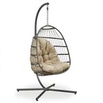 Garden Store Direct Single or Double Folding Hanging Cocoon Egg Chair Swing Seat - Indoor or Outdoor - Perfect for Patio, Garden Deck or Balcony (Single Cocoon)