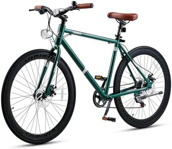 VIRIBUS Hybrid Bikes, 28 inch Road Bike for Tall Men, Lightweight Aluminum 700C City Bike Adults, 7 Speed Mens Commuter Bikes, Adult Hybrid Bicycle, Light Blue