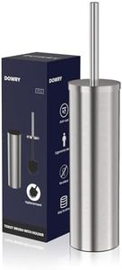 DOWRY Stainless Steel Freestanding Toilet Bowl Brush and Holder with Long Handle for Bathroom Storage Organization,Sturdy Deep Cleaning Toilet Bowl Cleaner,Nickel Round