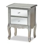 Baxton Studio Leonie 24.21-inch High 2-Drawer Nightstand, Silver and Mirror (162-10266-HiT)