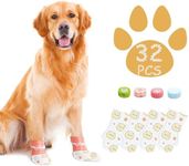 Furrtripsy Disposable Dog Booties for Dog Cats,32Pcs Pet Booties Waterproof and Breathable with Adjustable Bandage,Paw Socks Protector for Small Medium Large Dogs(M,Paw Width:1.78~2.56in)