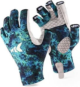 KastKing La Sal Fishing Gloves UPF50+ Sun Gloves UV Protection Fingerless Gloves Men Women for Outdoor, Kayaking, Rowing, Paddling, Canoeing, Hunting