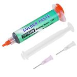 Flintronic 30g Sn42/Bi58 Lead Free Solder Paste, 138°C Low Temperature Flux Paste, Syringe Solder Paste with 2 Needles and 1 Pusher, Flux Soldering Paste for BGA, IC, PCB, CPU, LED, SMT