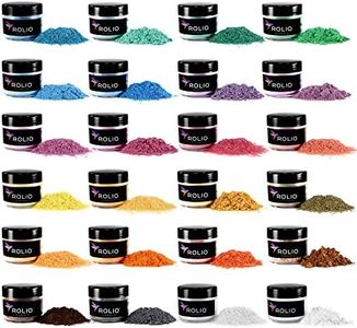 Rolio Mica Powder Pearlescent Color Pigment - Art Set for Resin Epoxy - for Soap Making, Nail Polish, Lip Gloss, Eye Shadow, Slime & Candle Jars - 10g, 24 Jars - (Pastel Set)