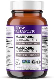 Magnesium, New Chapter Magnesium + Ashwagandha Supplement, 2.5X Absorption, Muscle Recovery, Heart & Bone Health, Calm & Relaxation, Gluten Free, Non-GMO - 60 ct