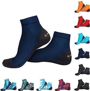 OMGear Sand Soccer Socks Water Socks for Women Men Youth Spandex Beach Volleyball Shoes Swimming Pool Socks Anti-slip Neoprene Snorkel Booties for Bodyboarding Scuba Diving Kayaking.(Navy,S)