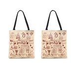 MC SID RAZZ Harry Potter - Pack of 2 Infographic Red Large Canvas Handbags Tote Bag for Grocery, Shopping | Shoulder Bags for Women -Officially Licensed By Warner Bros, USA