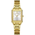 OLEVS Ladies Watches Gold Luxury Small Face Slim Watches for Women White Face Stainless Steel Analog Quartz Square Watches Women Fashion Elegant Waterproof Calendar Women's Wrist Watch