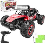 BEZGAR TB141 Remote Control Cars - 1:14 Scale RC Car, 2WD 20KM/H All-Terrains Toy Off Road Vehicle Monster Truck with Two Rechargeable Batteries for Boys Kids Adults and Girls, Red