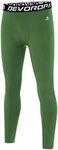 DEVOROPA Youth Boys' Compression Leggings Sports Tights Fleece Lined Thermal Base Layer Pants Army Green S