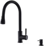 Bokaiya Black Kitchen Tap Mixer with Pull Out Sprayer,Pull Down Stainless Steel Kitchen Taps,High Arc 360°Swivel Single Handle,Sink Mixer Tap Hot and Cold,2 Spary Modes,with Soap Dispenser,Matte Black