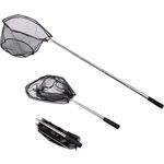 RESTCLOUD Fishing Landing Net with Telescoping Pole Handle Extends to 48 Inches