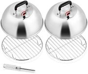 Leonyo 4 Pack Round Basting Cover with Wire Cooking Rack, 12” Melting Dome with Adjustable Vent & 10.6” Cooling Wire Rack, Griddle Accessories Tools Kit for Camp Chef Flat Top BBQ Kitchen Cooking