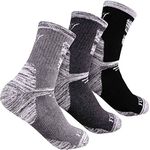 FEIDEER Men's Hiking Walking Socks, Multi-pack Wicking Cushioned Outdoor Recreation Quarter Crew Socks, Dark Black/Gray/Dark Gray, 12.5-15