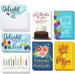 Faithful Finds 48 Pack Religious Christian Birthday Cards Bulk Set with Envelopes, Bible Verse Design (4 x 6 In)