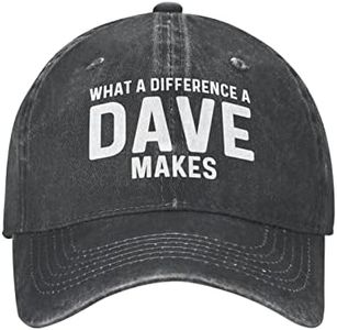 What A Difference A Dave Makes Hat Men Baseball Caps Cool Cap Black, Black, One Size