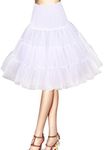 HoneyStore Women's Adult Tutu Halloween Costumes 50s Rockabilly Petticoat Skirt White M