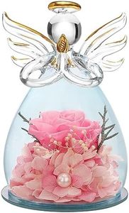 ANLUNOB Mothers Day Angel Rose Gifts for Mom Grandma,Birthday Gifts for Women Mom,Mothers Day Real Rose Gifts for Mom from Daughter,Preserved Rose in Glass Angel Figurines Gifts for Anniversary