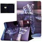 UGOcase iPad 9.7 2018/2017 Case iPad Air 2/iPad Air Cover with Card Slots, Slim Cute Pattern Flip Adjustable Anti-Slip Stand PU Leather Case with Auto Sleep Wake for iPad 6/iPad 5 - Cat & Tiger