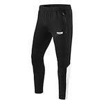 TCA Rapid Tracksuit Bottoms Men Gym Running Joggers for Men Jogging Bottoms with Zip Pockets - Black/White, XL