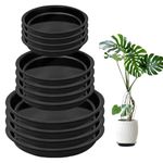 Nuqin 12 Pack Plant Pot Saucers - Plant Saucers,Durable Plastic Plant Trays for Pots,Plant Pot Trays in 3 Sizes,Waterproof Plant Saucer Black - Ideal for Garden Balcony & Home,Etc