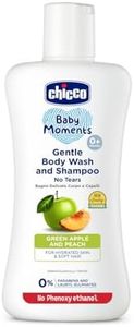 Chicco Baby Moments Gentle Bodywash & Shampoo with Green Apple & Peach, 200ml | Head-to-Toe | No Tears Formula | Hydrated Skin & Hair | Dermatologically Tested | Parabens & Phenoxyethanol Free