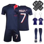 yumcute Football Kits for Boys, Soccer Training Shirts Jersey Shorts Set with Socks Guard Plate Keychain For Kids Children