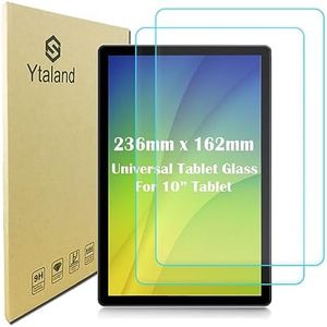 Ytaland - Protector de pantalla de vidrio universal para tablet de 9.6 a 10.1 pulgadas, [2 unidades] de vidrio templado para tablet de 10 pulgadas [9.3 x 6.3 pulgadas]