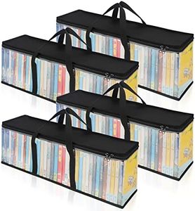 CCidea DVD Storage Bags (Set of 4) Clear PVC Media Holder Case with Handles for DVDs/CDs/VHS Box/Blu Ray Disc/Movie Cases/Video Games Discs - Each Bag Holds up to 40 DVDs