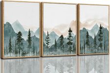 TOARTi Mountain Framed Canvas Wall Art Set, Forest Wall Decor, Woodland Landscape Wall Painting, Nature Outdoor Scenery Art Prints for Living Room Bedroom Office Dining Room - Large Size 12"x16"x3