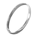 DE FLOSSY SILVER 925 Sterling Silver Round Kada For Men & Women | Unisex Classy Silver Bangle (2.4 Inches)