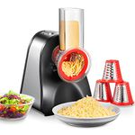 FOHERE Electric Cheese Grater 150W Electric Grater for Fruit and Vegetables, Multi Salad Maker with 4 Interchangeable Cones Ideal for Cheese, Cucumber, Carrot