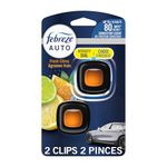Febreze Auto Air Freshener, Odor-Fighting Automotive Vent Clip, Scented Car Accessories, Long Lasting for Strong Odors, Fresh Citrus Scent, 2 Count