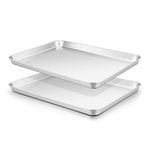 Oven Baking Tray Set of 2, Onader Stainless Steel Baking Cookie Sheet Pans for Baking Cooking Serving, Non Toxic & Healthy, Heavy Duty & Rust Free, Mirror Finished & Dishwasher Safe, 31.4x24.6x2.5cm