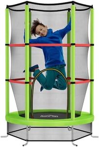 HOMCOM Trampoline pour Enfant Ø 1,40 x 1,90H m Filet de sécurité Porte zippée 6 poteaux rembourrés Inclus Charge Max. 45 kg Vert
