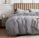 Bedsure Cotton Duvet Cover King - 100% Cotton Waffle Weave Grey Duvet Cover King Size, Soft and Breathable King Duvet Cover Set for All Season (King, 104"x90")