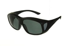 LensCovers Wear Over Prescription Glasses Sunglasses for Men and Women Large Size (BLACK) Polarized!
