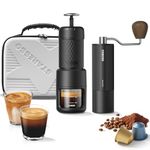 STARESSO Portable Espresso Maker + Coffee Bean Grinder Set with Carrying Bag, Manual Travel Coffee Maker & Burr Coffee Grinder, Waterproof Easy-Carry, Perfect for Travel Camping Hiking On-The-Go