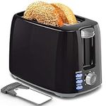 2 Slice Black Toaster with Wide Slo