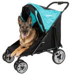 InnoPet Mamut Large Dog Buggy Blue - Carries up to 50kg, Rain Cover Included, One-Hand Folding, Swivel Front Wheels, Dog Trailer for Medium and Large Size Dogs.