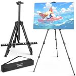 66" Artist Easel, Ohuhu Aluminum Field Easel Stand with Bag for Table-Top/Floor, Black Art Easels with Adjustable Height from 21" to 66" Back to School Art Supplies Great Gift for Student Children