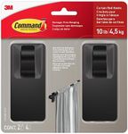 Command Matte Black Curtain Rod Hoo