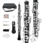 Yinfente Professional Oboe C key left F Resonance semi-automatic Ebonite/Rosewood Oboe Case + Oboe Parts (Ebonite)