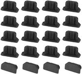 uxcell 20pcs Silicone Micro USB Cap Port Cover Anti Dust Protector 6.5mmx2.3mm Black