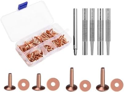 WUTA Copper Rivets and Burrs, 86Pcs, Solid Brass Rust-Proof Studs Leather Copper Rivet for Leather Pure Copper Rivet Setting Tool for Belts Wallets Collars Leather DIY Craft Supplies 4 Sizes (Copper)