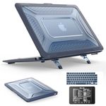 SEYMAC stock Case for MacBook Air 15 inch M3/M2 Chip, Shock-Absorbing Protection with Folding Stand & Mouse Pad/Bag Case for MacBook Air 15'' A3114/A2941 (Blue)