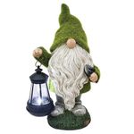 TERESA'S COLLECTIONS Garden Outdoor Statue, Gnome Decorations with Solar Outdoor Lights for Garden Decor, Garden Sculptures & Statues for Front Porch Patio Lawn, Gifts for Mom,Mother's Day, 12"