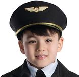 Dress Up America Pilot Hat - Black Airline Captain Cap - Pilot Costume Accessory for Kids and Adults (Child)