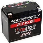 Antigravity ATX12 Performance Lithium Motorcycle Powersport Battery wth Built In Jump Starting, 6.1Ah. Replaces YTX12, YTX14, Honda, Yamaha, Kawasaki, Generators